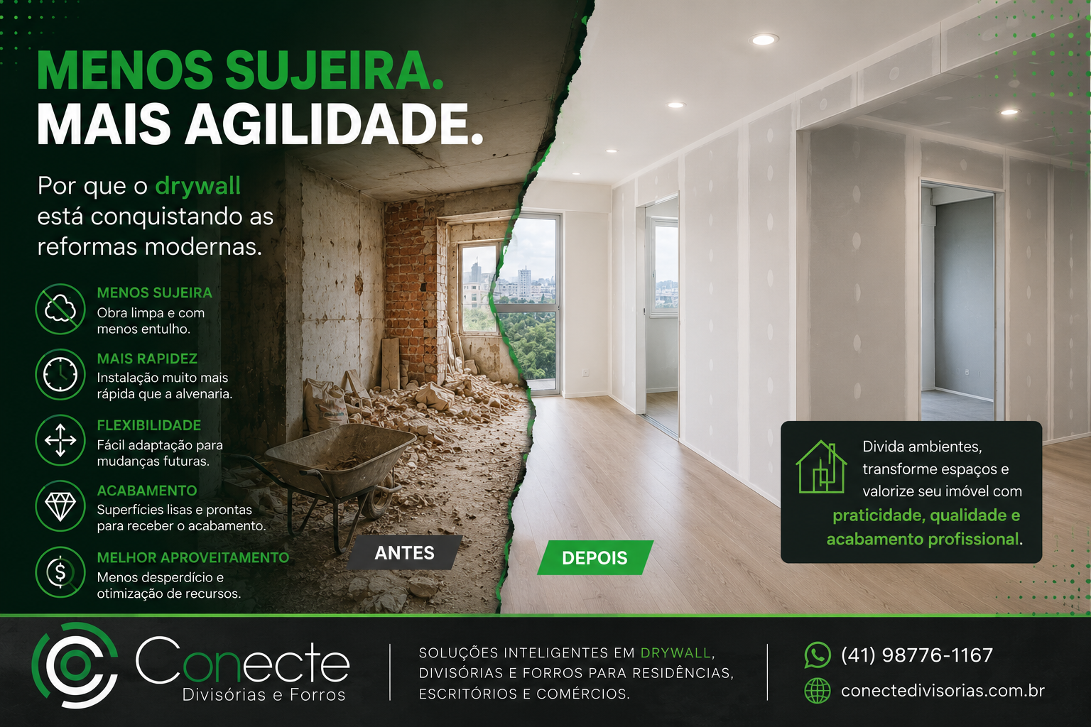 Reforma sem trauma: por que cada vez mais pessoas estão trocando a alvenaria pelo drywall